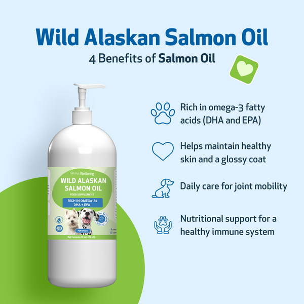Wild Alaskan Salmon Oil - Omega-3s for Skin Health in Dogs(16 fl oz (473 ml) is a 1-2 month supply for Dogs)