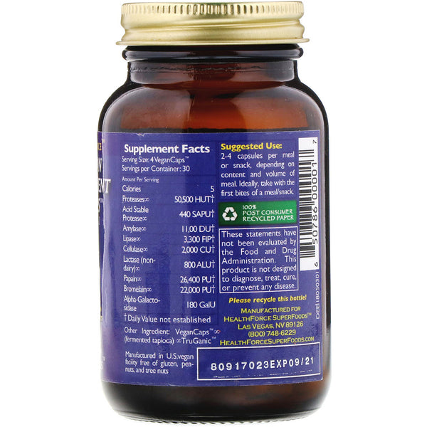 HealthForce Superfoods, Digestion Enhancement Enzymes, 120 VeganCaps (Vegan)