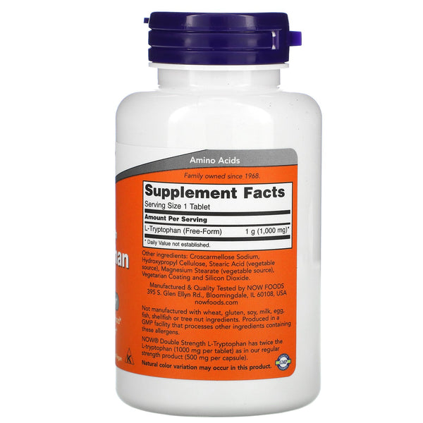 Now Foods, L-Tryptophan, Double Strength, 1,000 mg, 60 Tablets