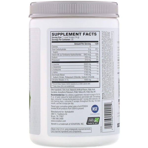 Scivation, Xtend, The Original 7 G BCAA, Lemon-Lime Squeeze, 14.8 oz (420 g)
