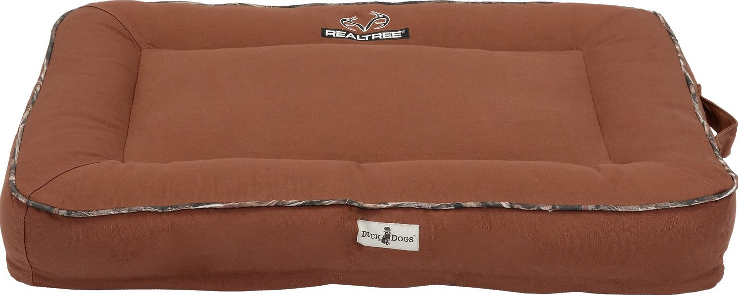 Realtree Duck Dogs Water-Resistant Memory Foam Pillow Cat & Dog Bed, Brown