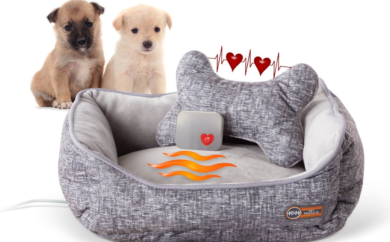 K&H Pet Products Mother’s Heartbeat Heated Bolster Puppy Bed