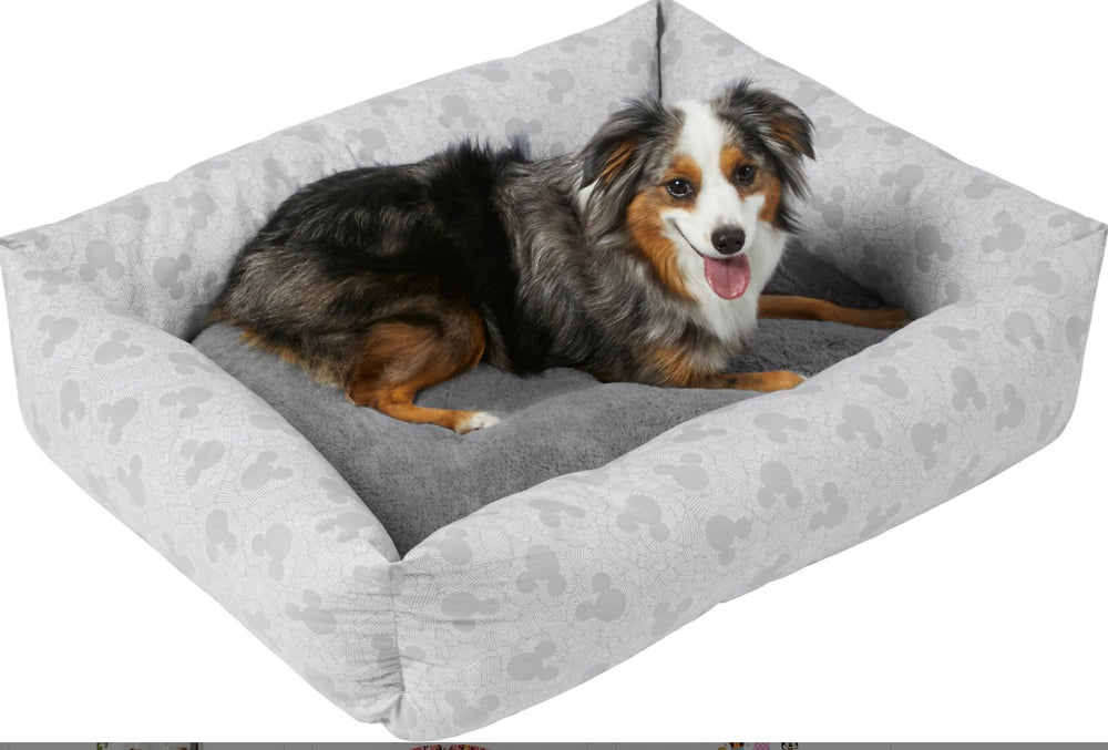 Disney Mickey Bolster Cat & Dog Bed, Gray Patterned, Large