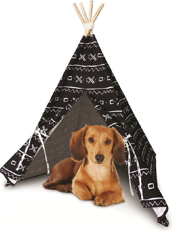 Dog Whisperer Mudcloth Teepee Tent Covered Cat & Dog Bed