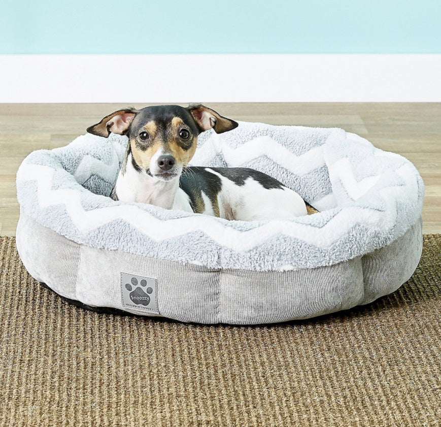 Precision Pet Products SnooZZy Round Shearling Bolster Dog Bed, 21-in
