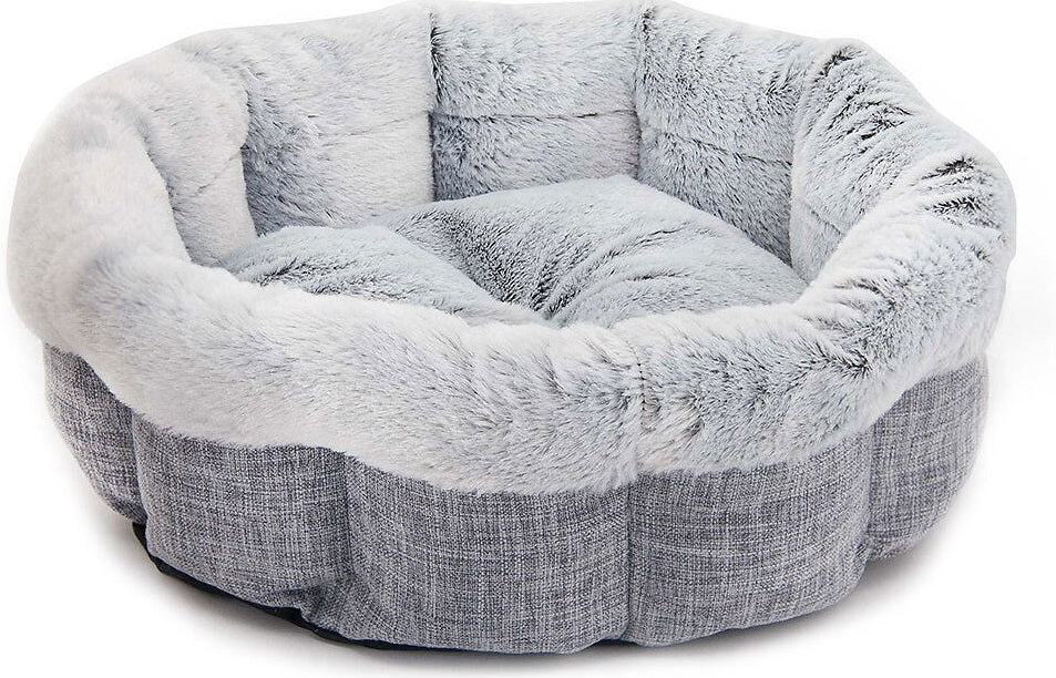 Best Pet Supplies Round Bolster Cat & Dog Bed, Light Gray, Large