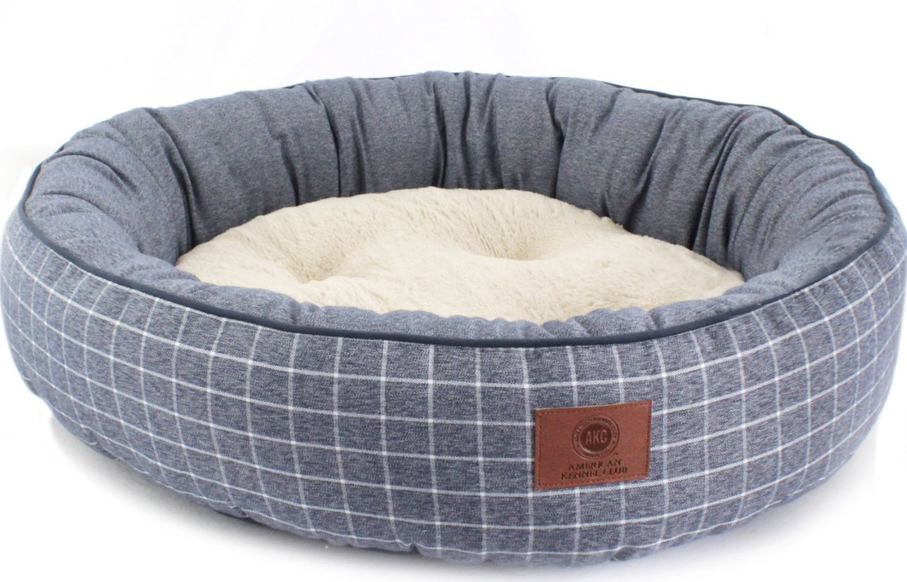 American Kennel Club Deluxe Plaid Bolster Dog Bed, X-Large