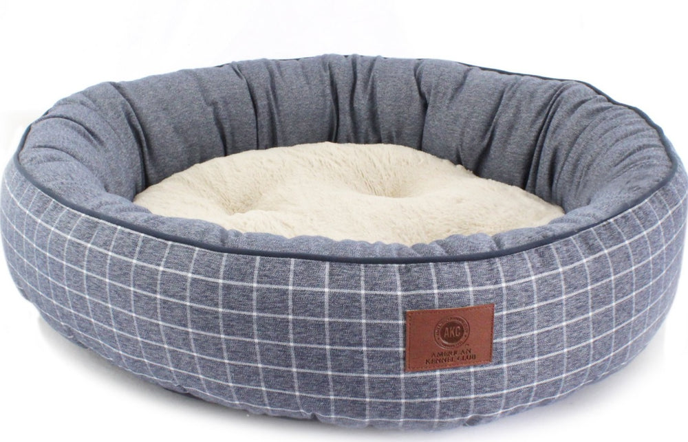 American Kennel Club Deluxe Plaid Bolster Dog Bed, X-Large