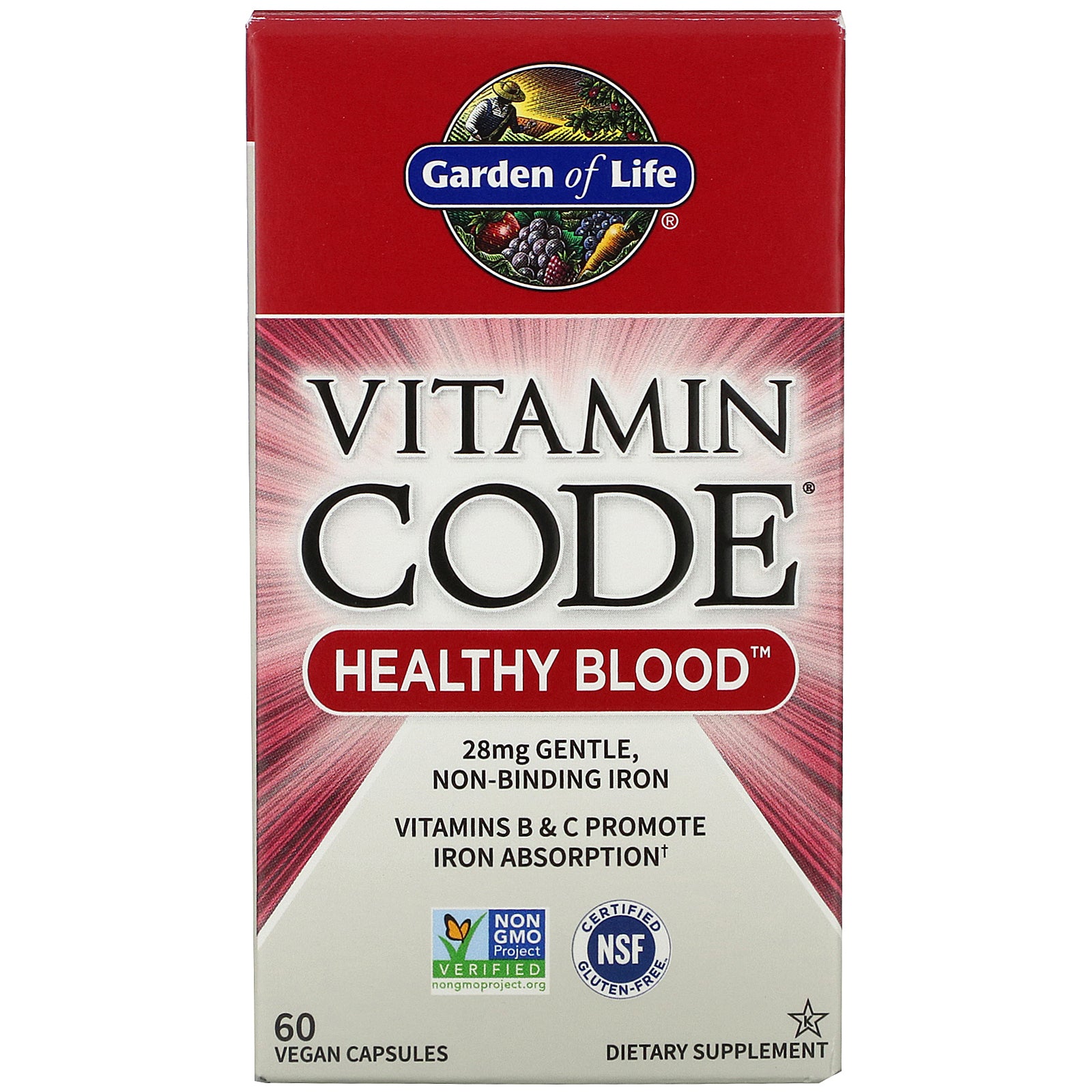 Garden of Life, Vitamin Code, Healthy Blood, 60 Vegan Capsules (Vegan)