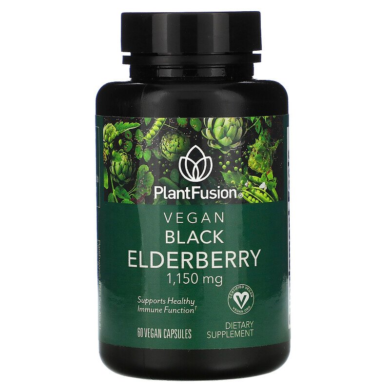 PlantFusion, Vegan Black Elderberry, 1,150 mg, 60 Vegan Capsules (Vegan)