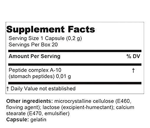STAMAKORT - STOMACH PEPTIDE BIOREGULATOR (A-10) 20 CAPSULES