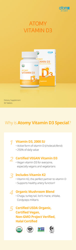 Vitamin D3(Dietary Supplements ,90 Tablets)(Vitamin D + Vitamin K2 )