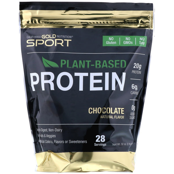 California Gold Nutrition, Chocolate Plant-Based Protein, Vegan, Easy to Digest, 2 lb (907 g) (Vegan)