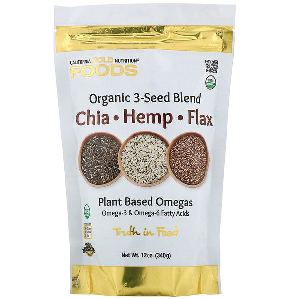California Gold Nutrition, Organic 3-Seed Blend, 12 oz (340 g)