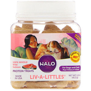 Halo, Liv-A-Littles, Protein Treats, 100% Whole Wild Salmon, For Dogs & Cats, 1.6 oz (45.3 g)
