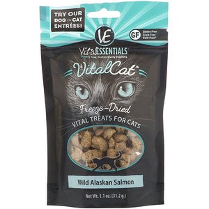 Vital Essentials, Vital Cat, Freeze-Dried Treats For Cats, Wild Alaskan Salmon, 1.1 oz (31.2 g)