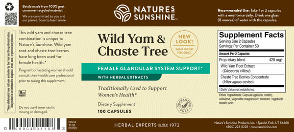 Wild Yam & Chaste Tree  (100 caps)