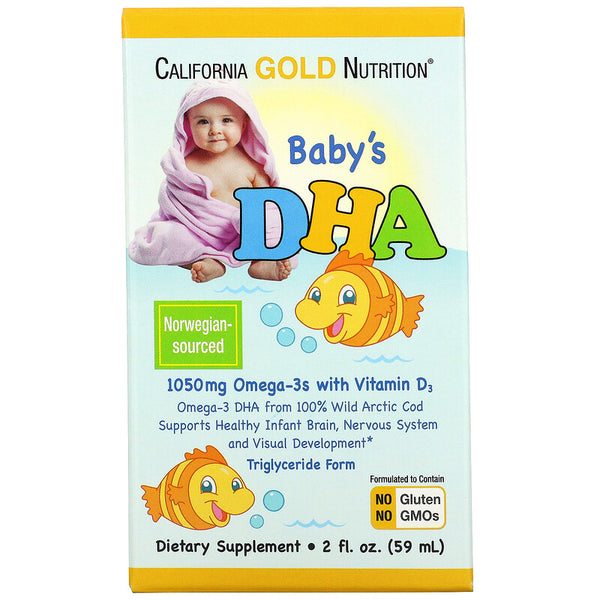 California Gold Nutrition, Baby's DHA, Omega-3s with Vitamin D3, 1050 mg, 2 fl oz (59 ml)