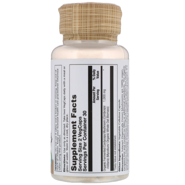 Solaray, Organically Grown Fermented Cordyceps, 500 mg, 60 VegCaps