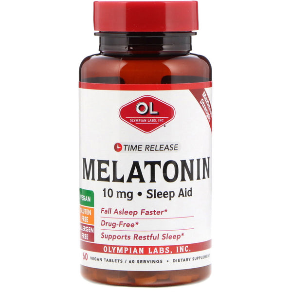 Olympian Labs, Melatonin, Time Release, 10 mg, 60 Vegan Tablets (Vegan)