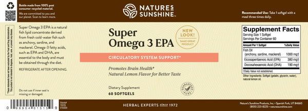 Super Omega-3 EPA (60 Softgel Caps, 180 Softgel Caps)