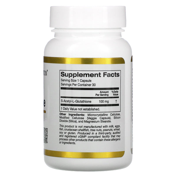 California Gold Nutrition, S-Acetyl L-Glutathione, 100 mg, Veggie Capsules