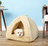 Best Pet Supplies Fleece Tent Covered Cat & Dog Bed, Tan