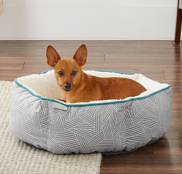 Frisco Sherpa Hexagon Bolster Cat & Dog Bed, Basket
