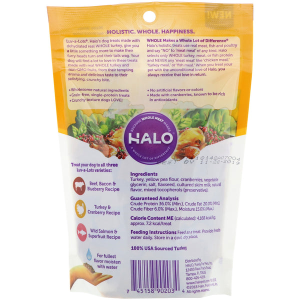 Halo, Luv-A-Lots, Dog Treats, Beef, Bacon & Blueberry Recipe, 5 oz (141.7 g)
