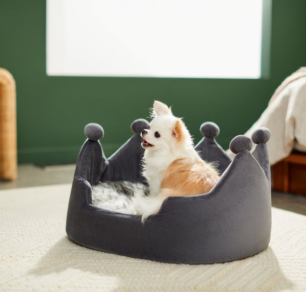 Frisco Faux Fur Crown Pillow Cat & Dog Bed