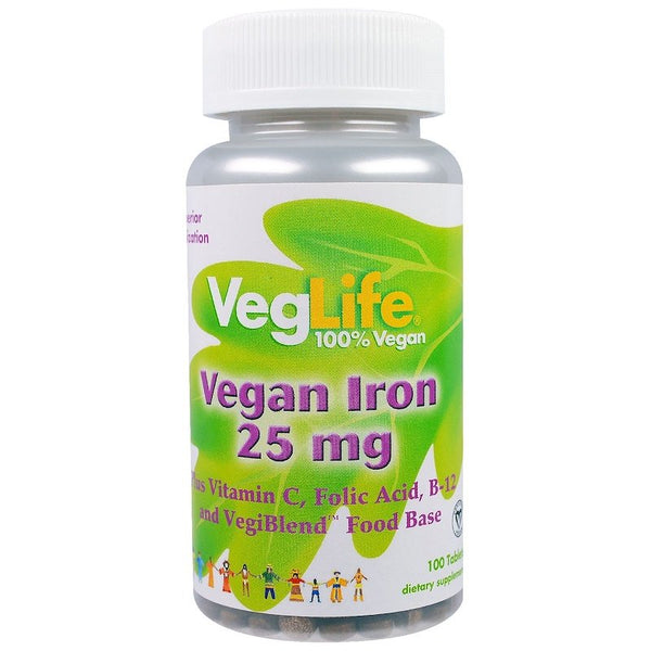 VegLife, Vegan Iron, 25 mg, 100 Tablets (Vegan)