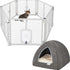 Bundle: Frisco 6-Panel Convertible Plastic Playpen Divider with Wall Mounts, Light Gray + Igloo Covered Cat & Dog Bed, Gray