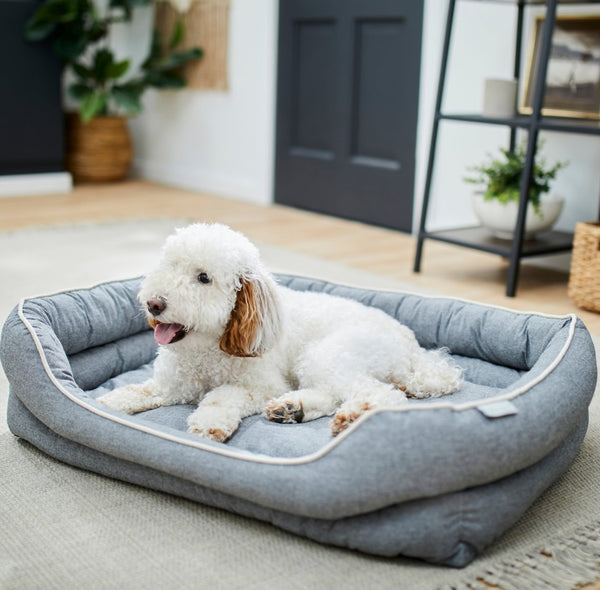Frisco Chambray Double Bolster Cat & Dog Bed