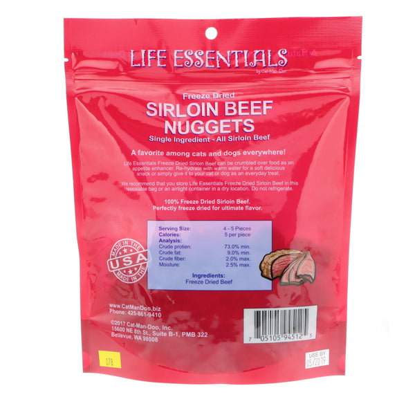 Cat-Man-Doo, Life Essentials, Freeze Dried Sirloin Beef Nuggets, For Cats & Dogs, 6 oz (170 g)