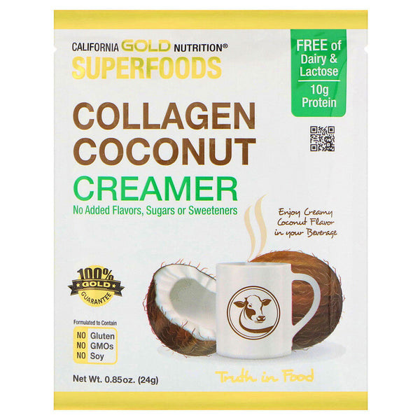 California Gold Nutrition, Superfoods, Collagen Coconut Creamer Powder, Unsweetened