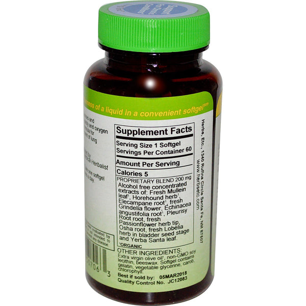 Herbs Etc., Lung Tonic, Alcohol Free, 60 Fast-Acting Softgels