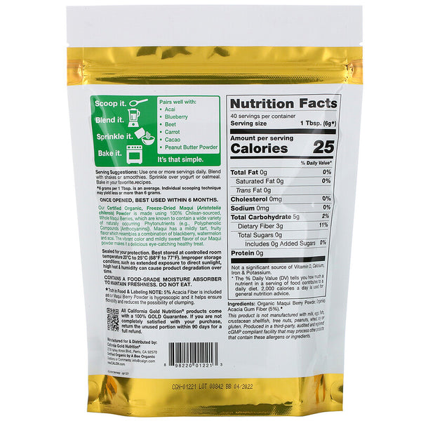 California Gold Nutrition, Superfoods, Organic Maqui Powder, 8.5 oz (240 g)