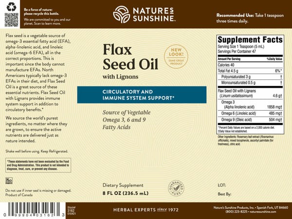 Flax Seed Oil Liquid (8 fl. oz.)