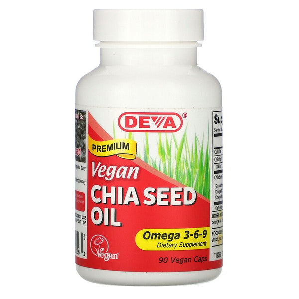 Deva, Premium Vegan Chia Seed Oil, 90 Vegan Caps (Vegan)