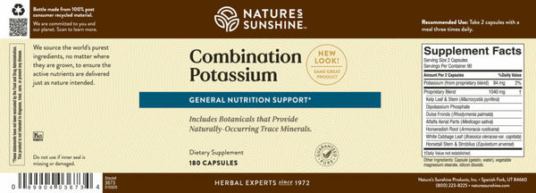 Potassium, Combination  (180 caps)*
