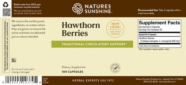 Hawthorn Berries  (100 caps)