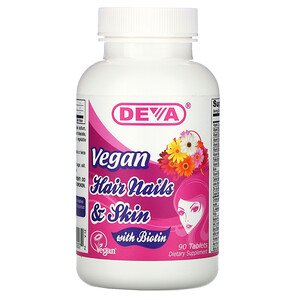 Deva, Vegan Hair Nails & Skin with Biotin, 90 Tablets (Vegan)