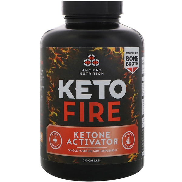 Dr. Axe / Ancient Nutrition, Keto Fire, Ketone Activator, 180 Capsules (Non GMO,Gluten free)