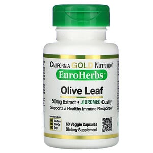 California Gold Nutrition, Olive Leaf Extract, EuroHerbs, European Quality, 500 mg, Veggie Capsules