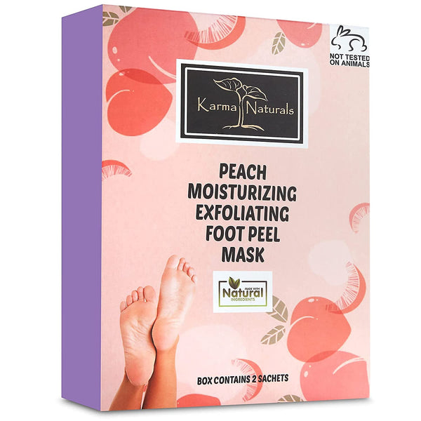 Peach Foot Peel Mask – Helps Remove Callus & Repair Cracked Heels by Karma Organic – For Men & Women [2 Pack]