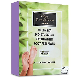 Green Tea Foot Peel Mask – Helps Remove Callus & Repair Cracked Heels by Karma Organic – For Men & Women [2 Pack]
