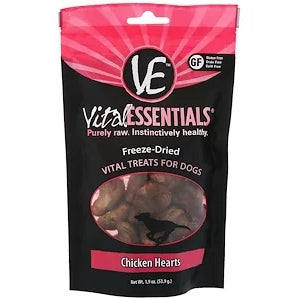 Vital Essentials, Freeze-Dried Treats For Dogs, Chicken Hearts, 1.9 oz (53.9 g)