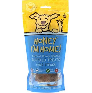 Honey I'm Home, Natural Honey Coated Buffalo Treats, Lung Steaks, 1.76 oz (50 g)