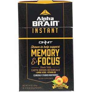 Onnit, Alpha Brain Instant, Memory & Focus, Natural Peach, 30 Packets, 0.13 oz (3.6 g) Each