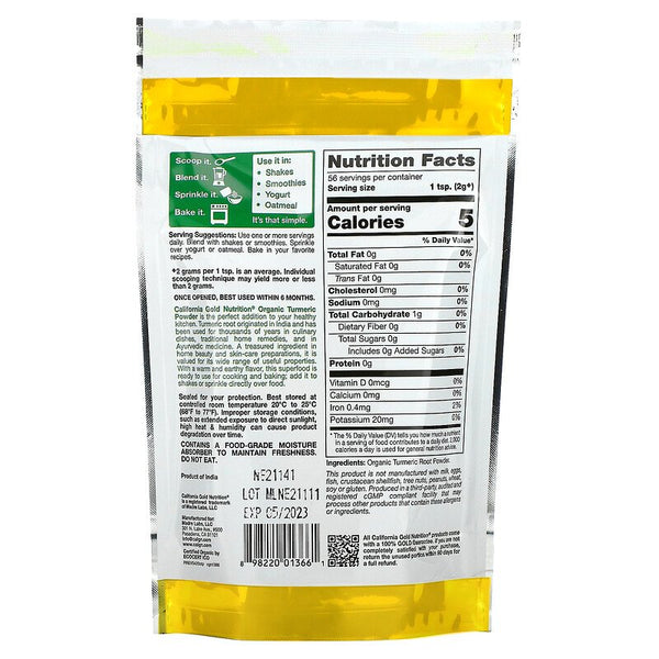 California Gold Nutrition, Superfoods, Organic Turmeric Powder, 4 oz (114 g)